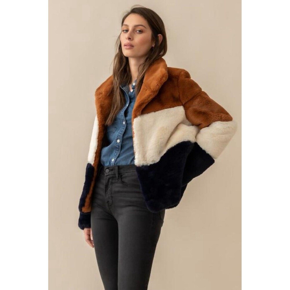 Soia & Kyo Bea Faux Fur Coat in Multicolor Color Block